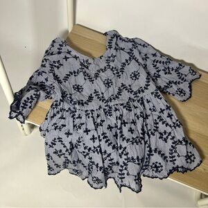 Blue Eyelet Top